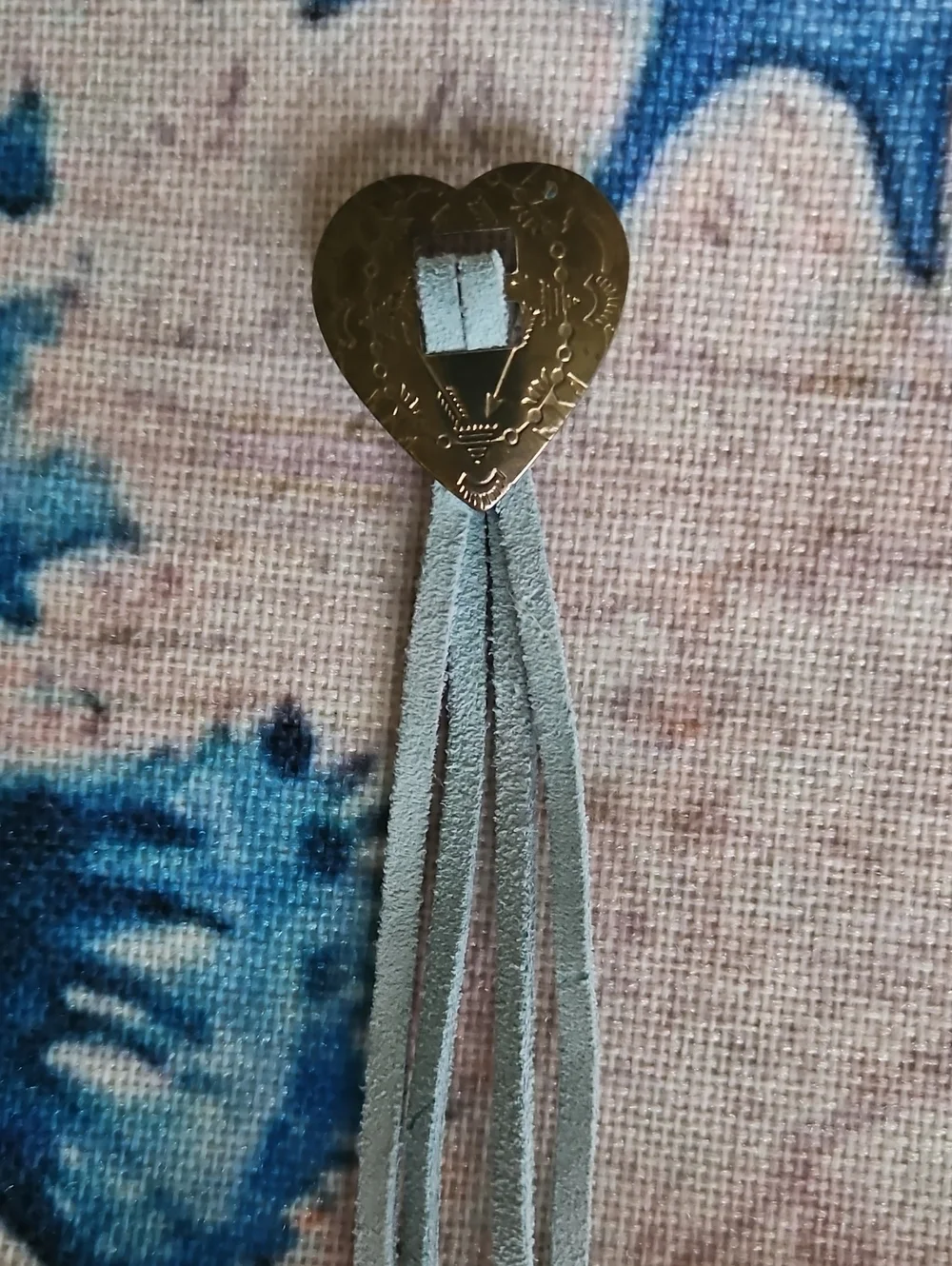 Vintage Brass Heart Tassel Pendant